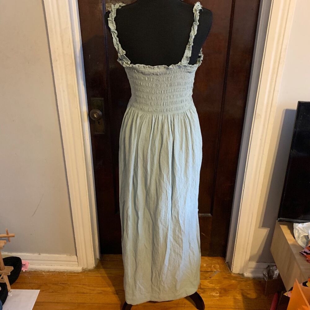 Calvin Klein Women Mint Green Smocked Crepe Dress Elastic Straps $134 Sz 8 - Picture 7 of 9